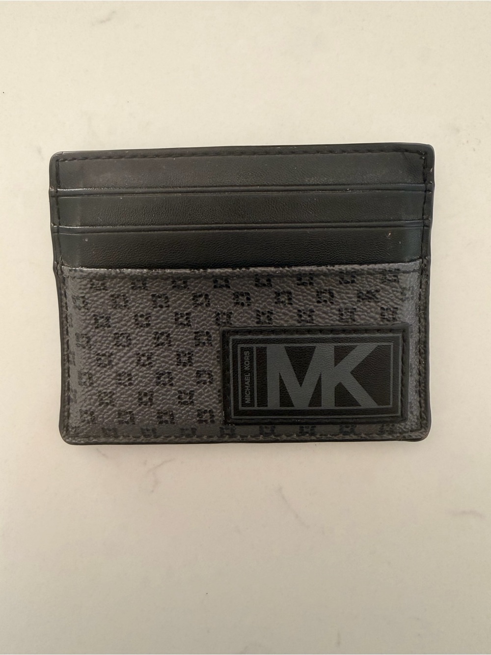Michael Kors Black and Gray MK Logo Card Holder